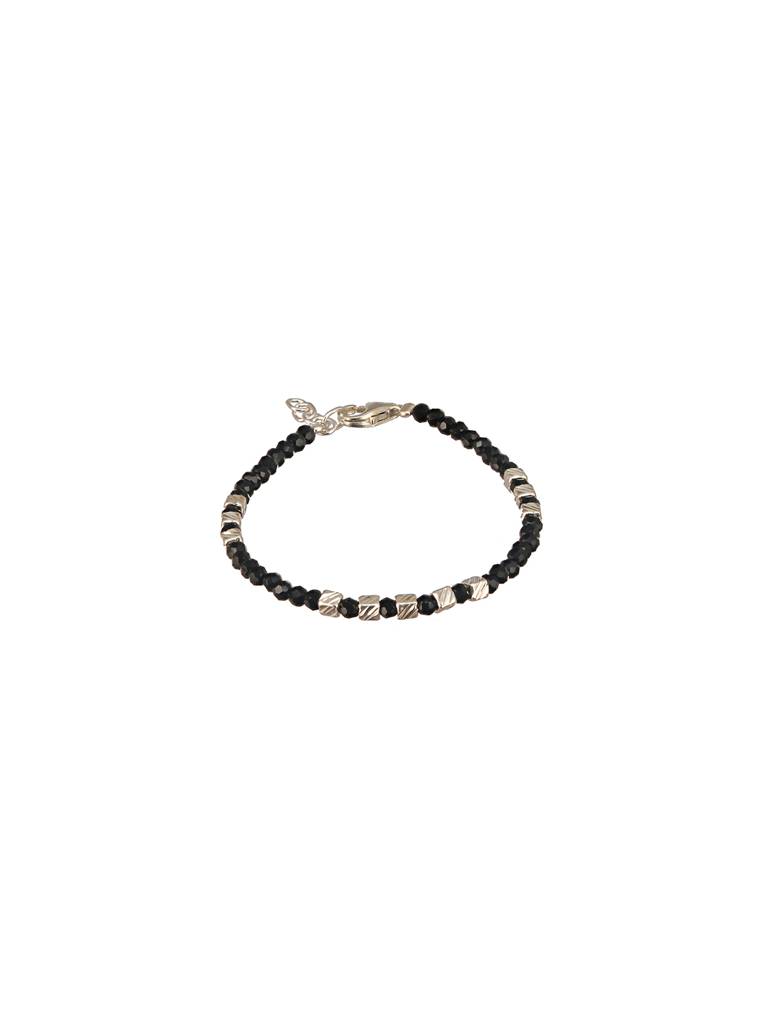 925 Unisex Charms Baby Nazariya Bracelets With Black & Silver Beads Adjustable Bracelet : AGBR5182