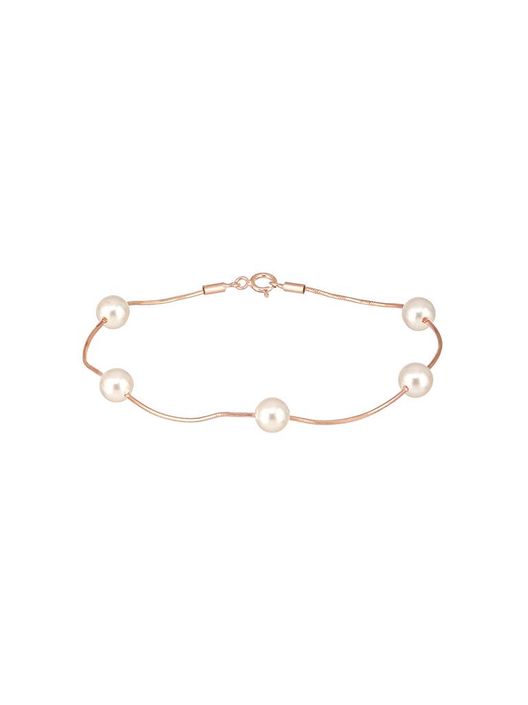 925 Sterling Silver Designer Pearls Rose Gold Plated Adjustable Chain Bracelet : AGBR5183