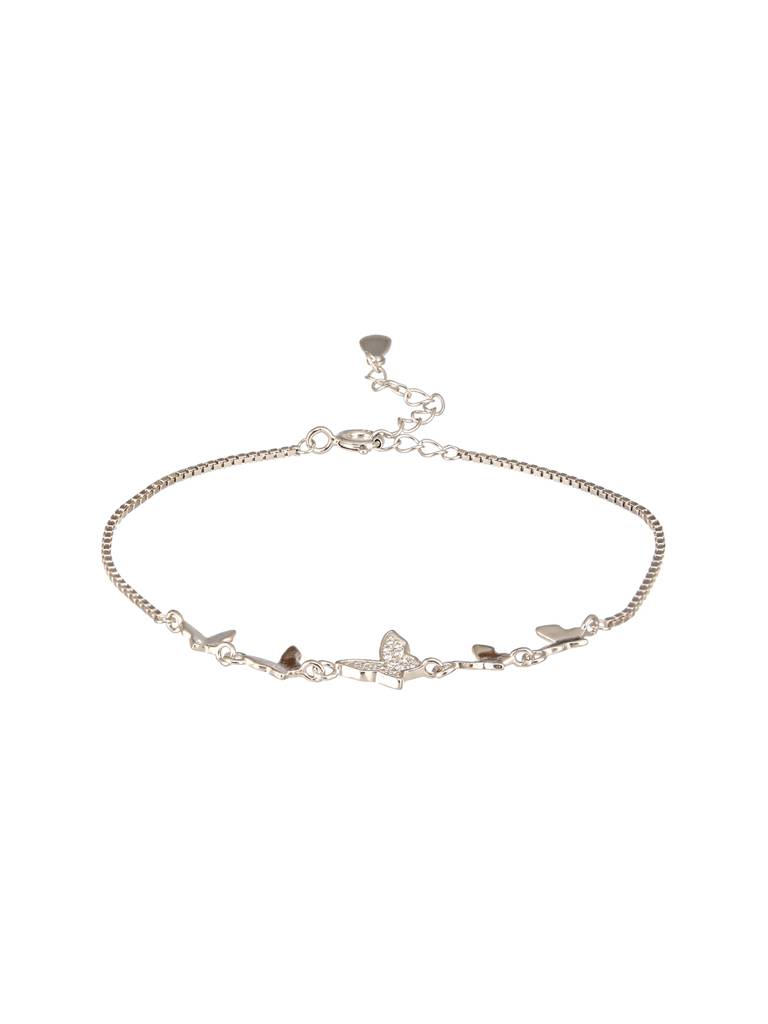 925 Sterling Silver Designer Charms Butterfly Adjustable Bracelet : AGBR5185
