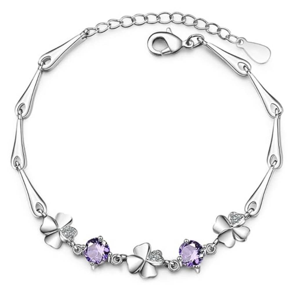 18K Plated Minimal Clover Bracelet With Crystals : AILF0220B103PR