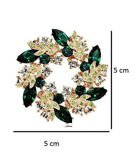 Mens Floral Design Green Crystal Brooch Or Collar Pin : ASK316BR1455