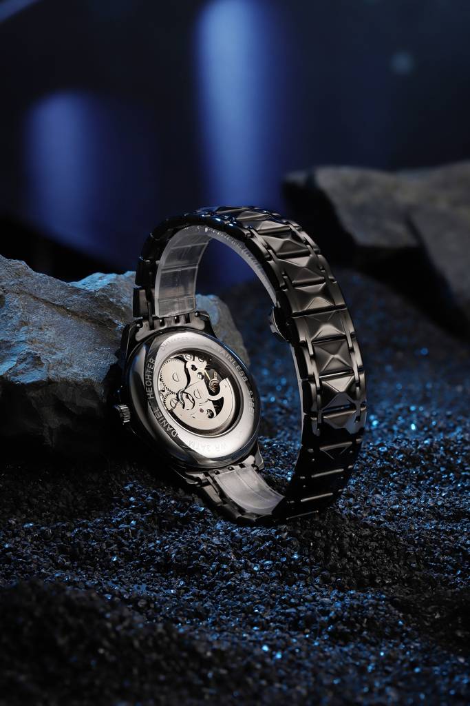 Paris Tech Collection Automatic Skeleton Wrist Watch For Men – Sunburst Dial, Stainless Steel Strap, Mechanical M : DHM1068-11