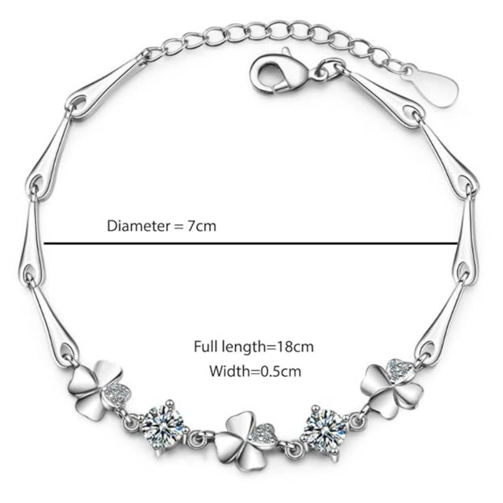18K Plated Minimal Clover Bracelet With Crystals : AILF0220B103