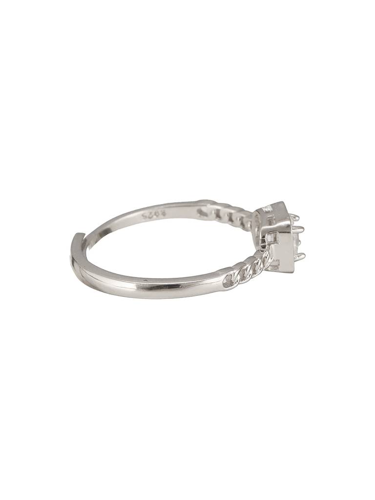925 Sterling Silver Cushion Cut Zircon Promise Engagement Adjustable Finger Ring : AGRG5202