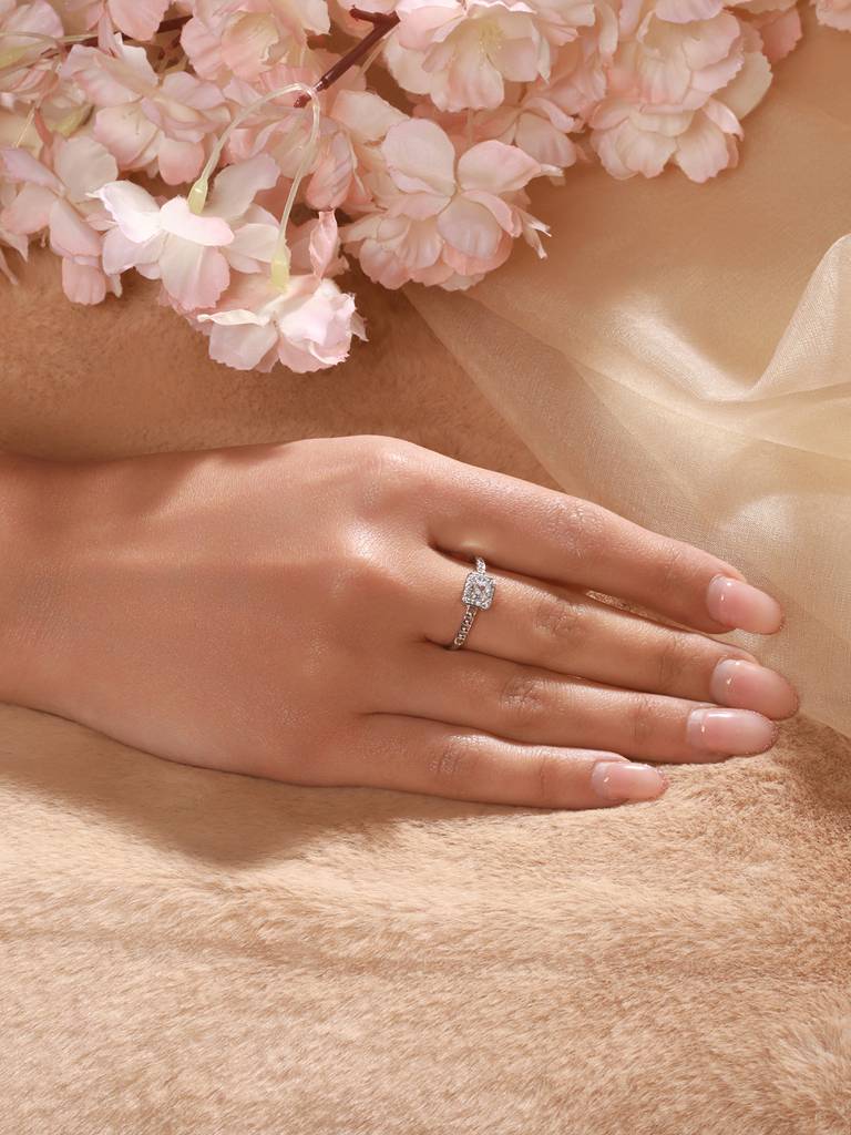 925 Sterling Silver Cushion Cut Zircon Promise Engagement Adjustable Finger Ring : AGRG5202