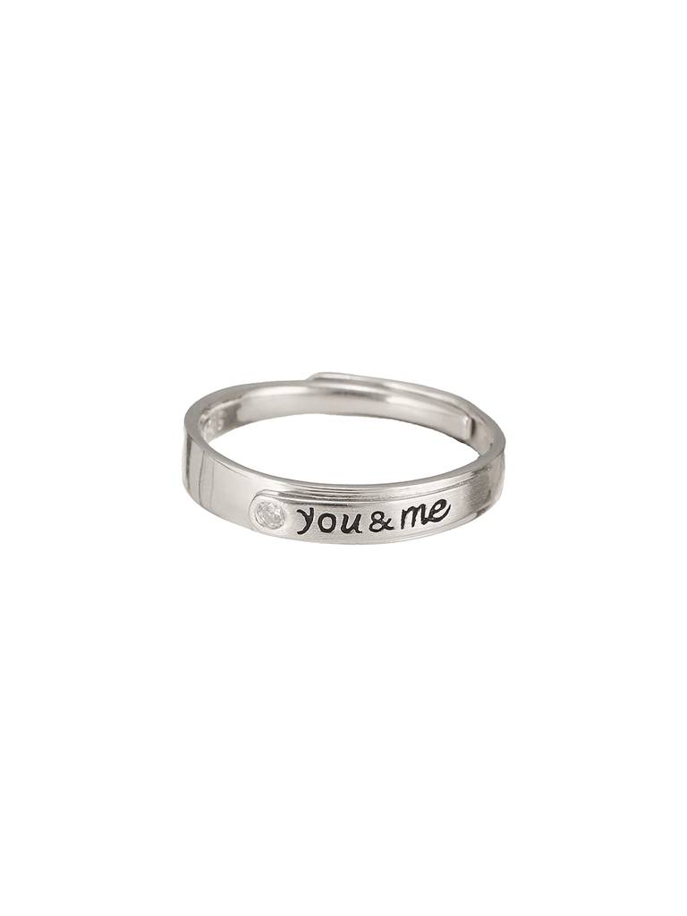 925 Sterling Silver Rhodium Plated Contemporary Adjustable Band Coupe Finger Ring For Her : AGRG5210