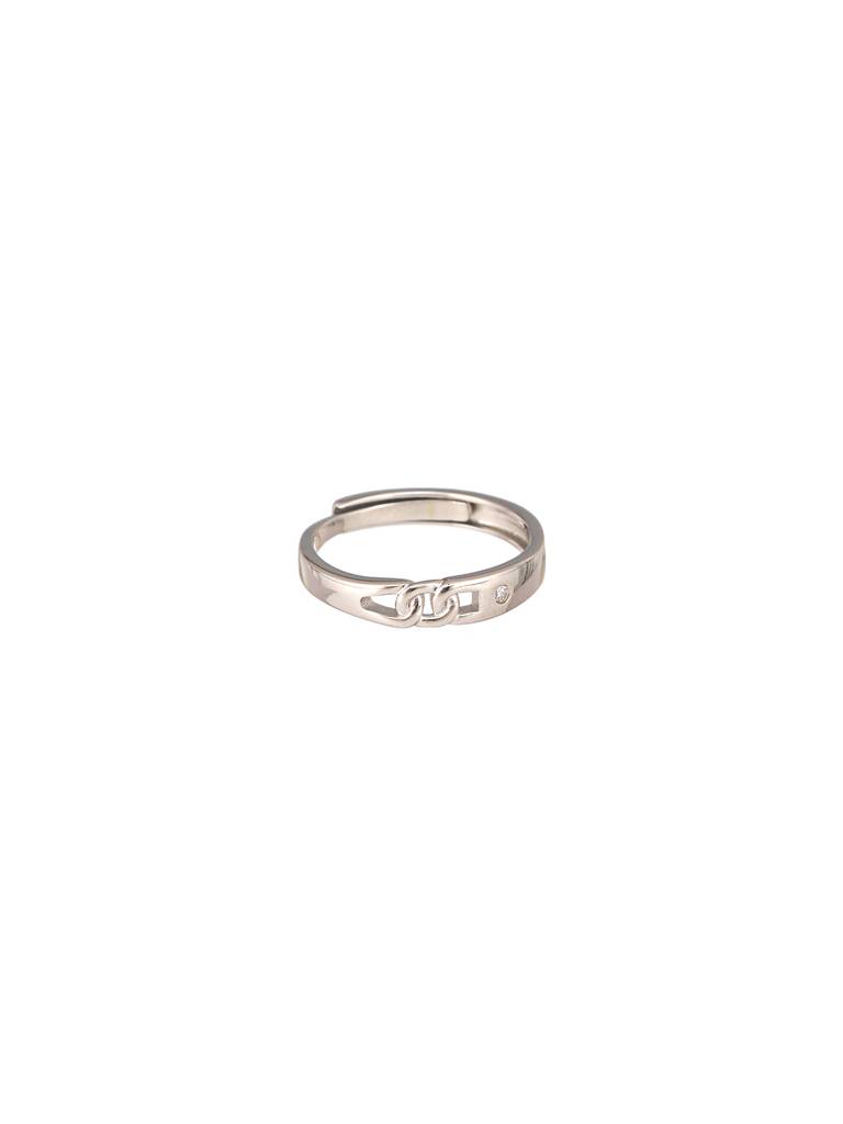 925 Sterling Silver Rhodium Plated Minimal Link Love Adjustable Finger Band Ring : AGRG5218