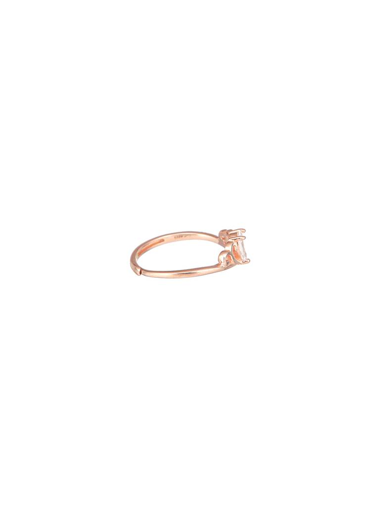 925 Sterling Silver Rose Gold Plated Ad Studded Minimal Crown Finger Ring : AGRG5220