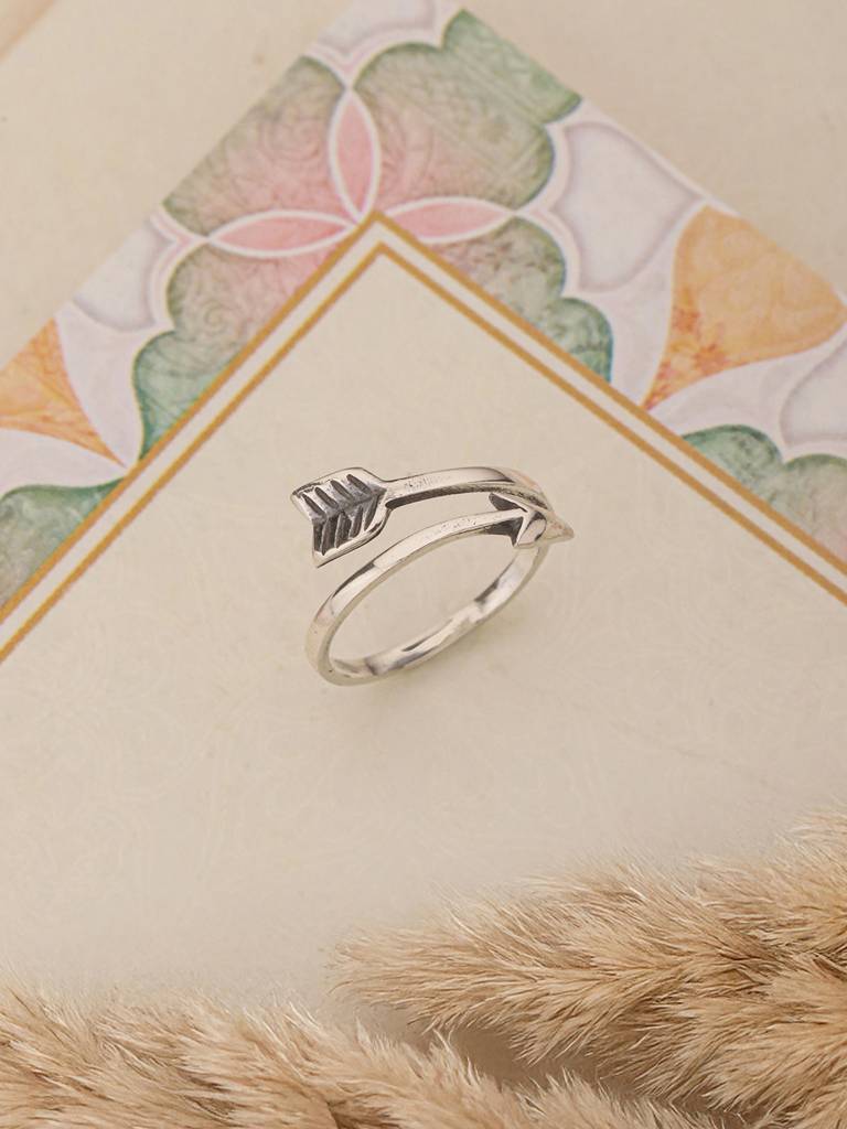 925 Sterling Silver Oxidised Dailywear Minimal Trendy Arrow Adjustable  Finger Ring Sterling Silver Adjustable Silver