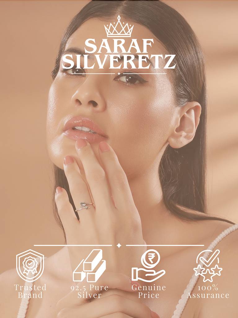 925 Sterling Silver Oxidised Dailywear Minimal Trendy Arrow Adjustable Finger Ring : AGRG5223