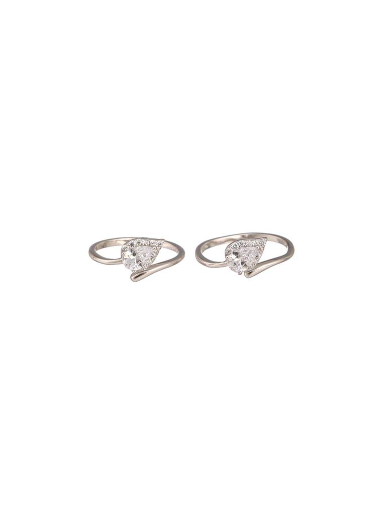 925 Sterling Silver Ad Studded Minimal Leafy Toe Ring : AGTR5224