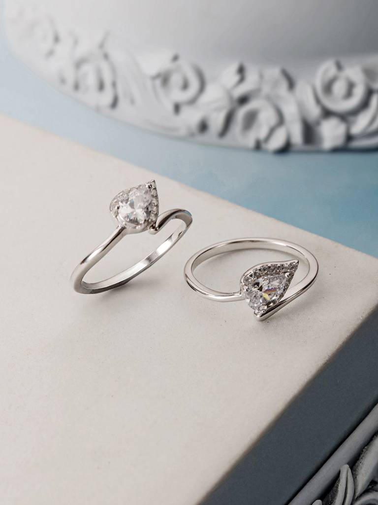 925 Sterling Silver Ad Studded Minimal Leafy Toe Ring : AGTR5224
