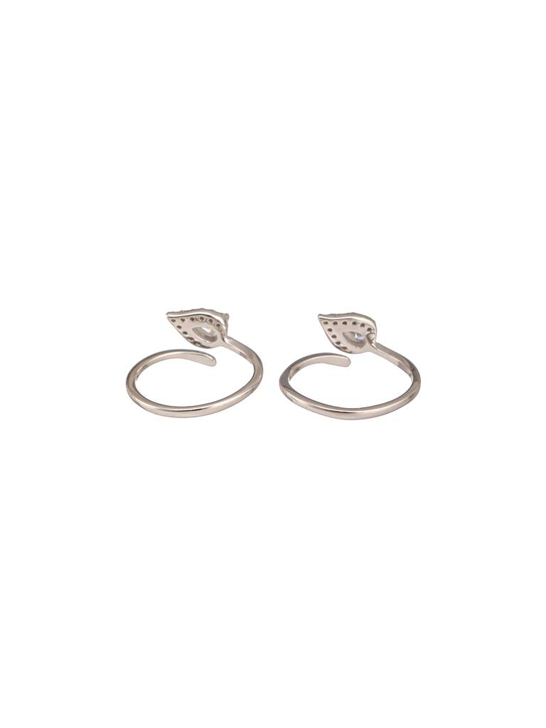 925 Sterling Silver Ad Studded Minimal Leafy Toe Ring : AGTR5224