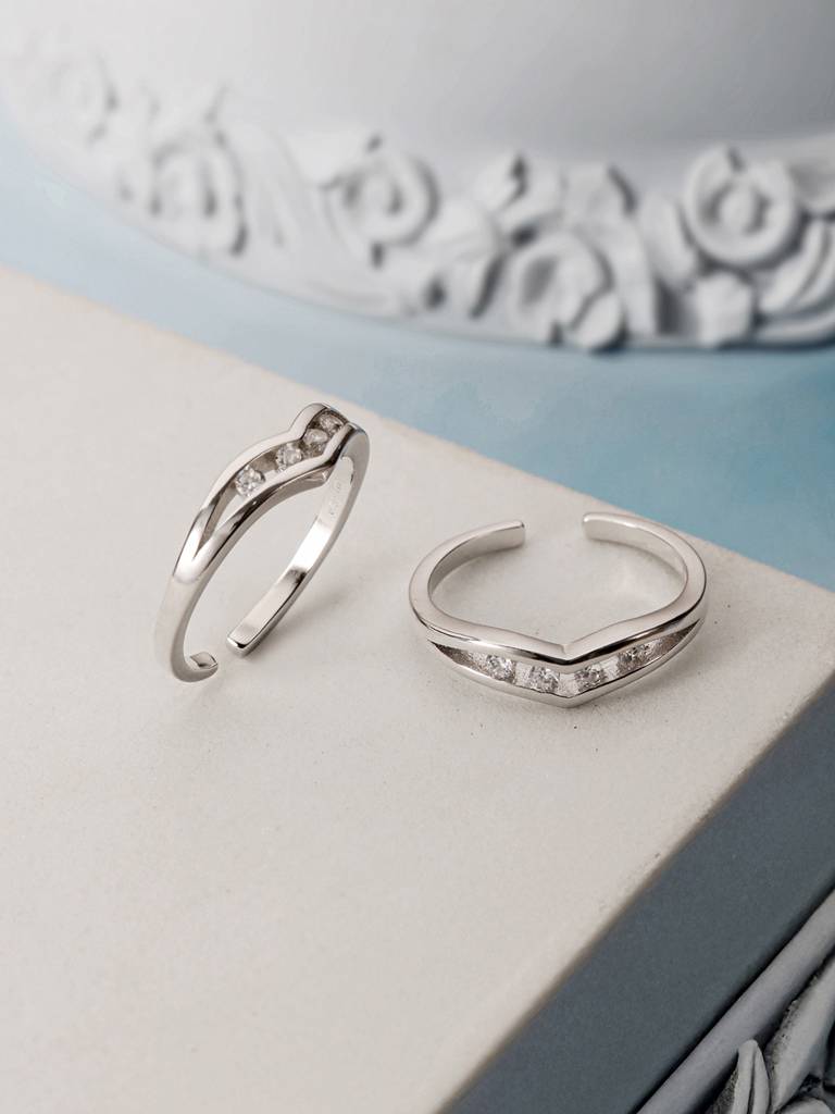 925 Sterling Silver Ad Studded Minimal Band Toe Ring : AGTR5225