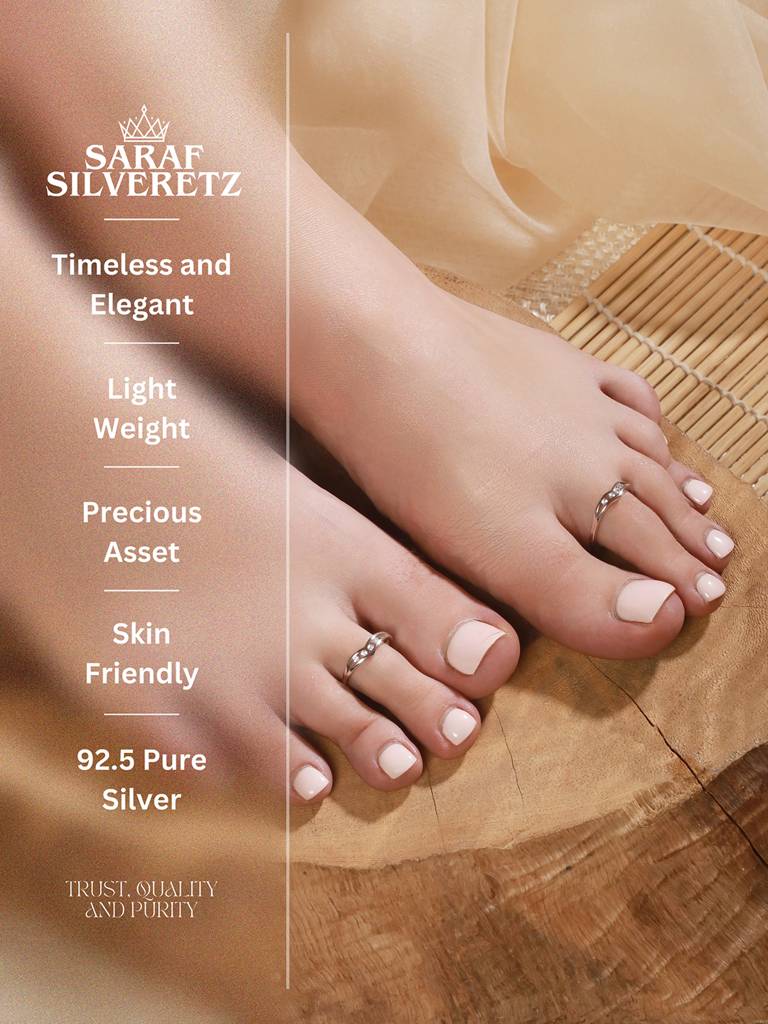 925 Sterling Silver Ad Studded Minimal Band Toe Ring : AGTR5225