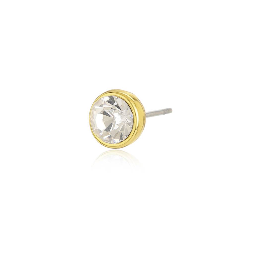 Estele Gold Plated Solitaire Stud Earrings With White Crystals For Girls/Women : 5228-ERER