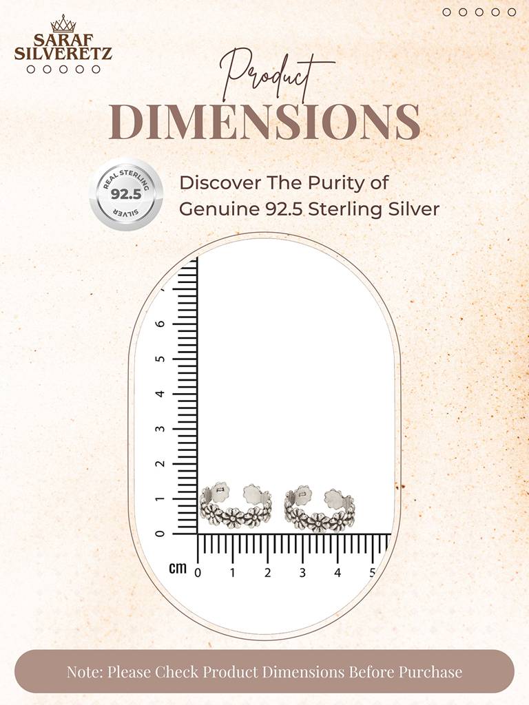 925 Sterling Silver Oxidised Leaf Dailywear Adjustable Pair Of Toe Rings : AGTR5239