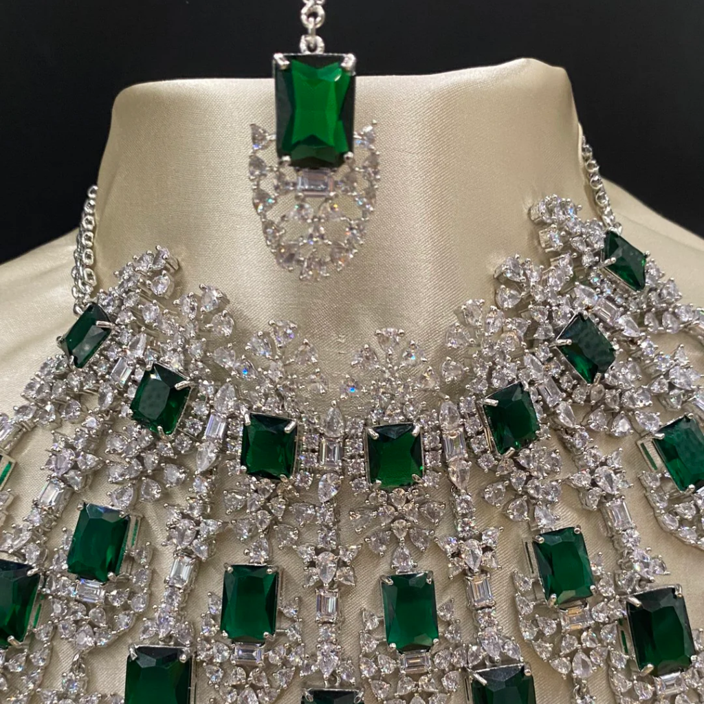 Rajwadi Statement Gemstone Cocktail Diamond Necklace : NEC0081