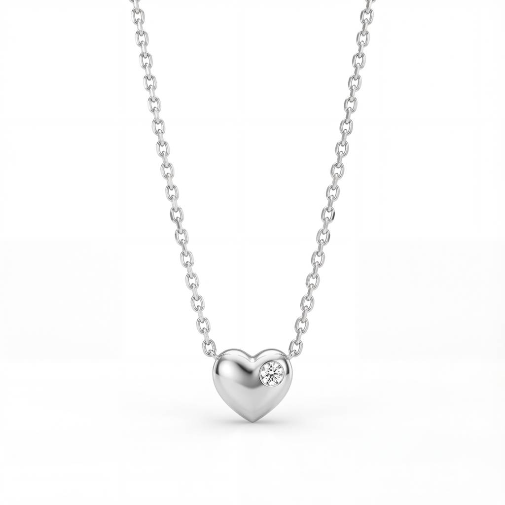 Korean Heart Studded Necklace : YUFSNL203