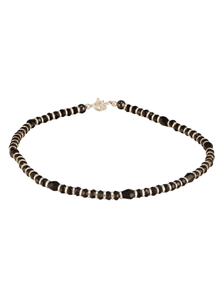 925 Sterling Silver Black Beads Dailywwear Anklet Payal : AGPL5252
