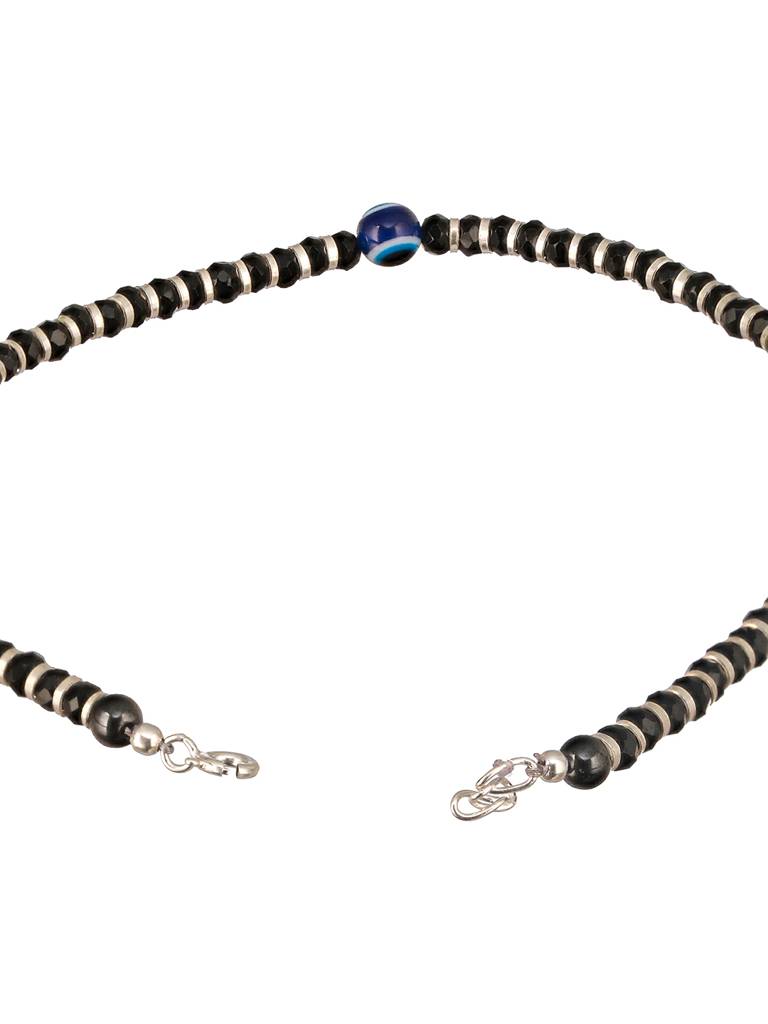 925 Sterling Silver Black Beads Dailywear Minimal Anklet : AGPL5253