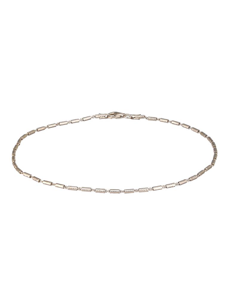 925 Sterling Silver Rhodium Plated Delicate Trendy Link Pair Of Payal Anklet : AGPL5255