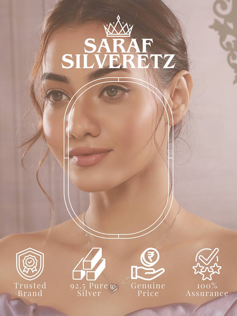 925 Sterling Silver Zircon Studded Heart Shaped Minimal Pendant Necklace & Chain : AGLK5274