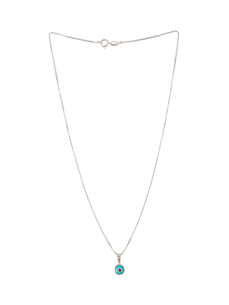 925 Sterling Silver Minimal Dailywear Evil Eye Locket Necklace & Chain : AGLK5282