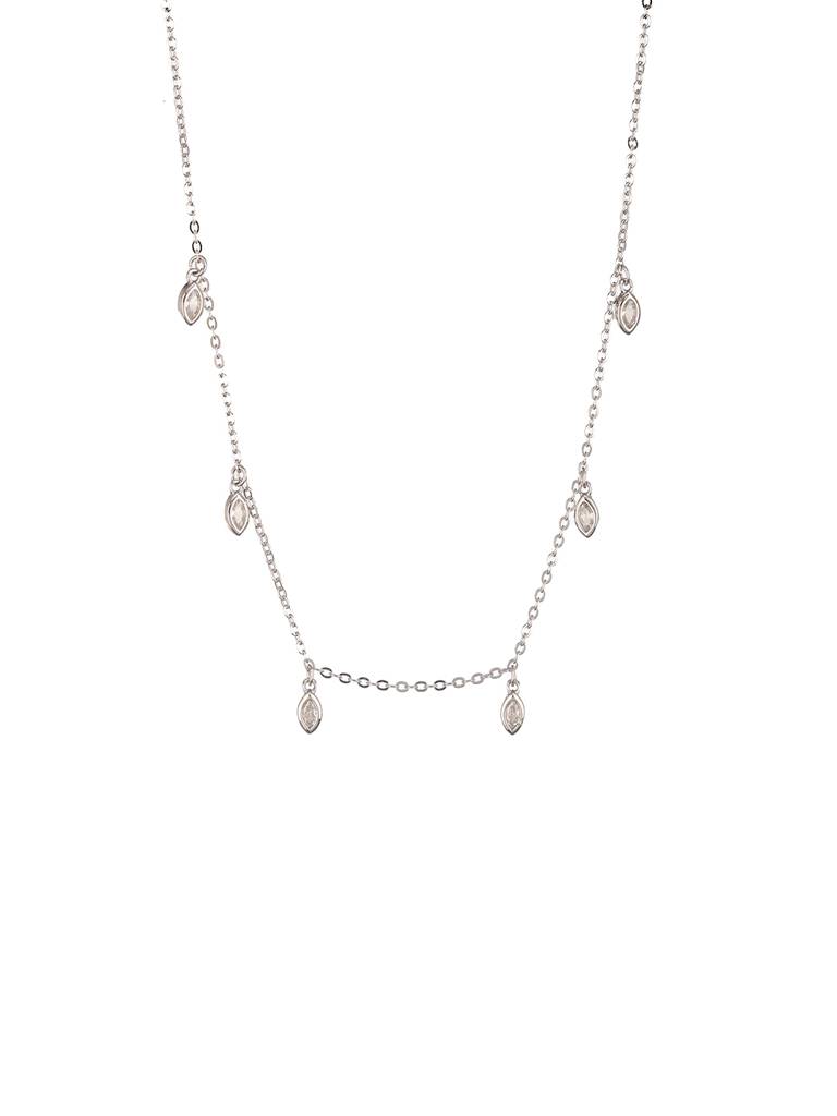 925 Sterling Silver Cz Studded Unique Solitaire Charms Necklace & Chain : AGLK5288