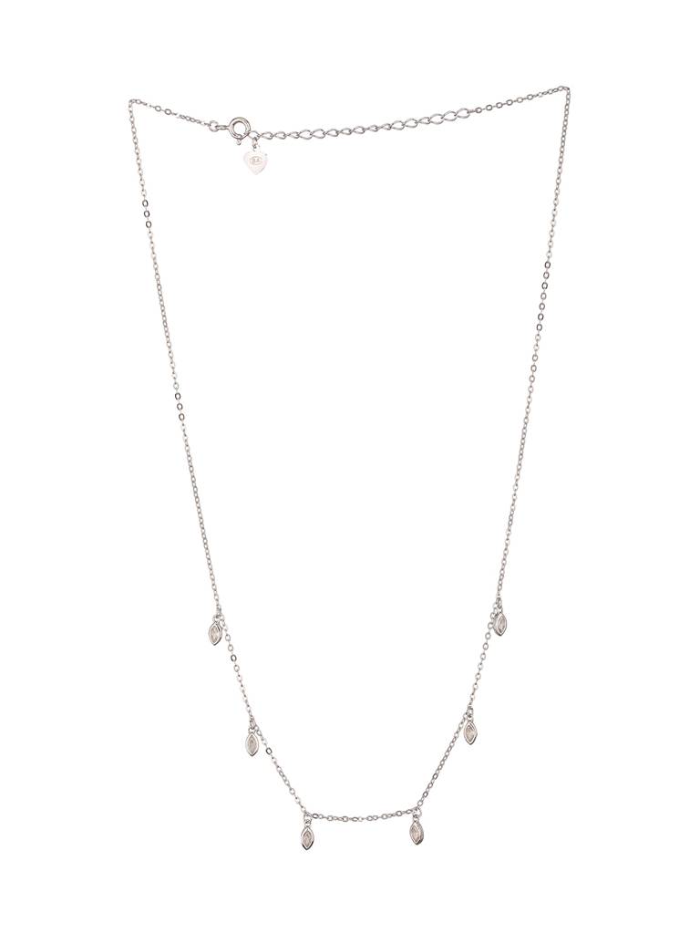925 Sterling Silver Cz Studded Unique Solitaire Charms Necklace & Chain : AGLK5288