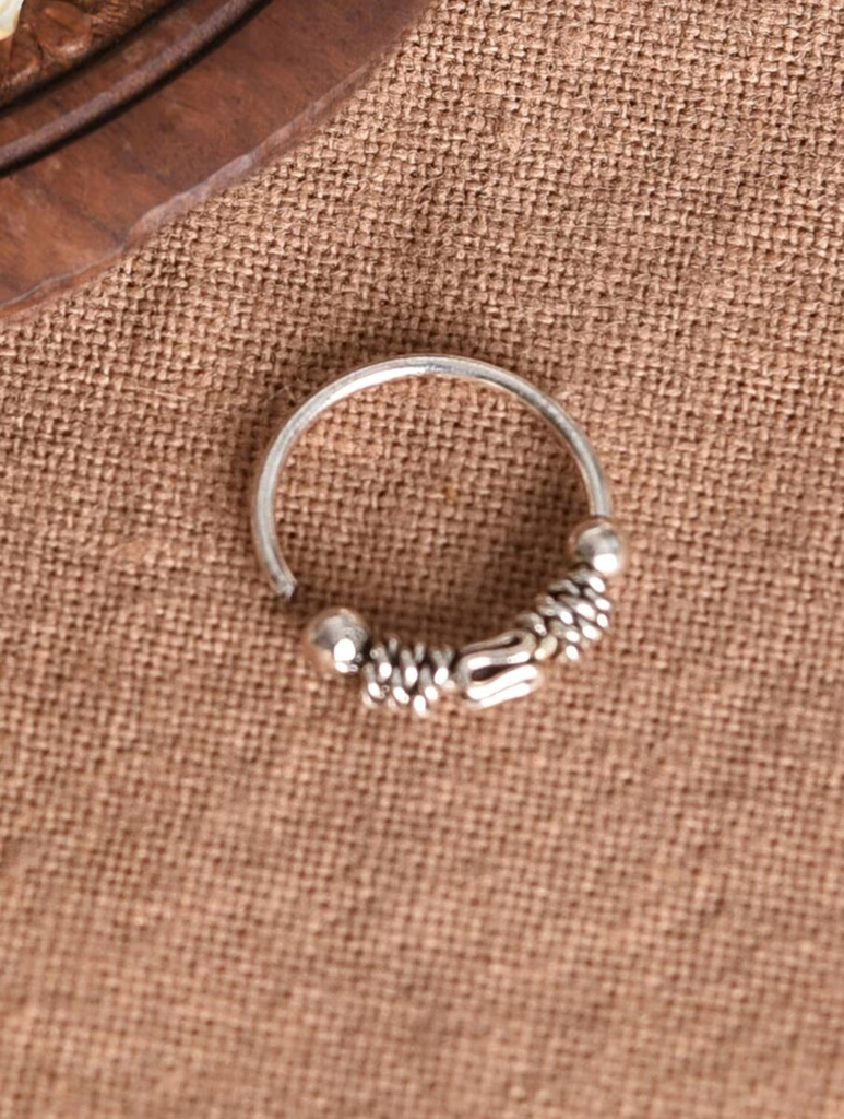 925 Sterling Silver Twisted Wire Design Hoop Nose Ring : ARSNP235