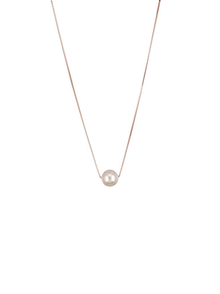 925 Sterling Silver Rose Gold Pearl Beaded Minimal Delicate Necklace & Chain : AGLK5292