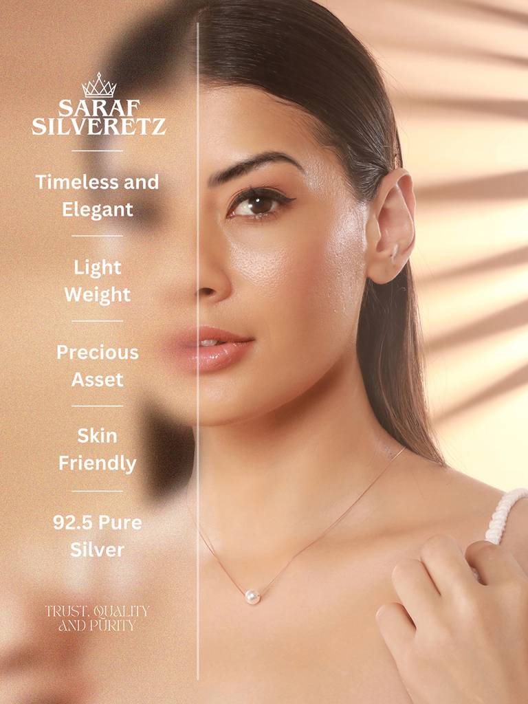 925 Sterling Silver Rose Gold Pearl Beaded Minimal Delicate Necklace & Chain : AGLK5292