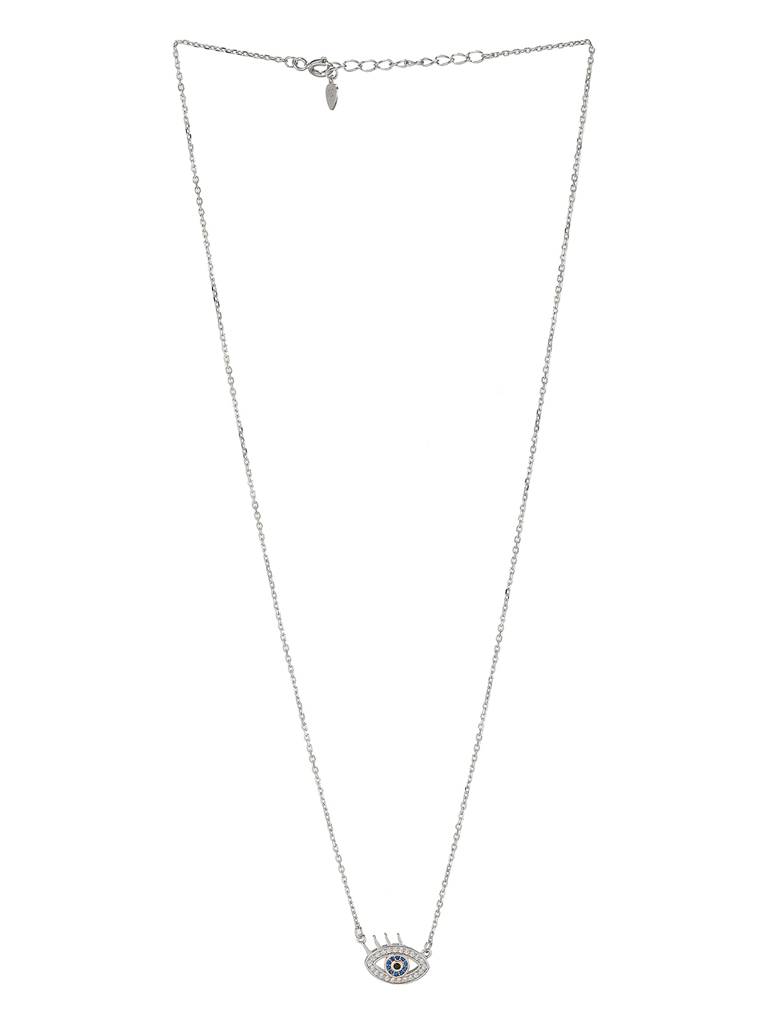 925 Sterling Silver Turkish Blue Evil Eye Pendant For Protection Necklace & Chain : AGLK5293