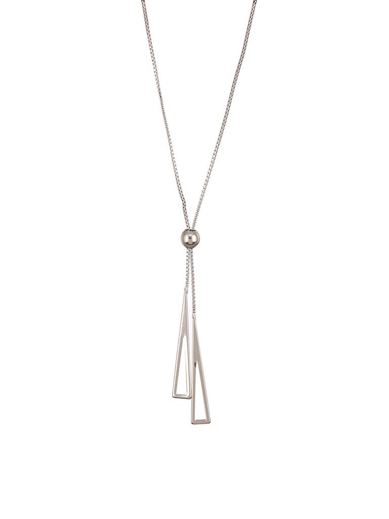 925 Sterling Silver Geometric Long Tassel Minimal Necklace & Chain : AGLK5299