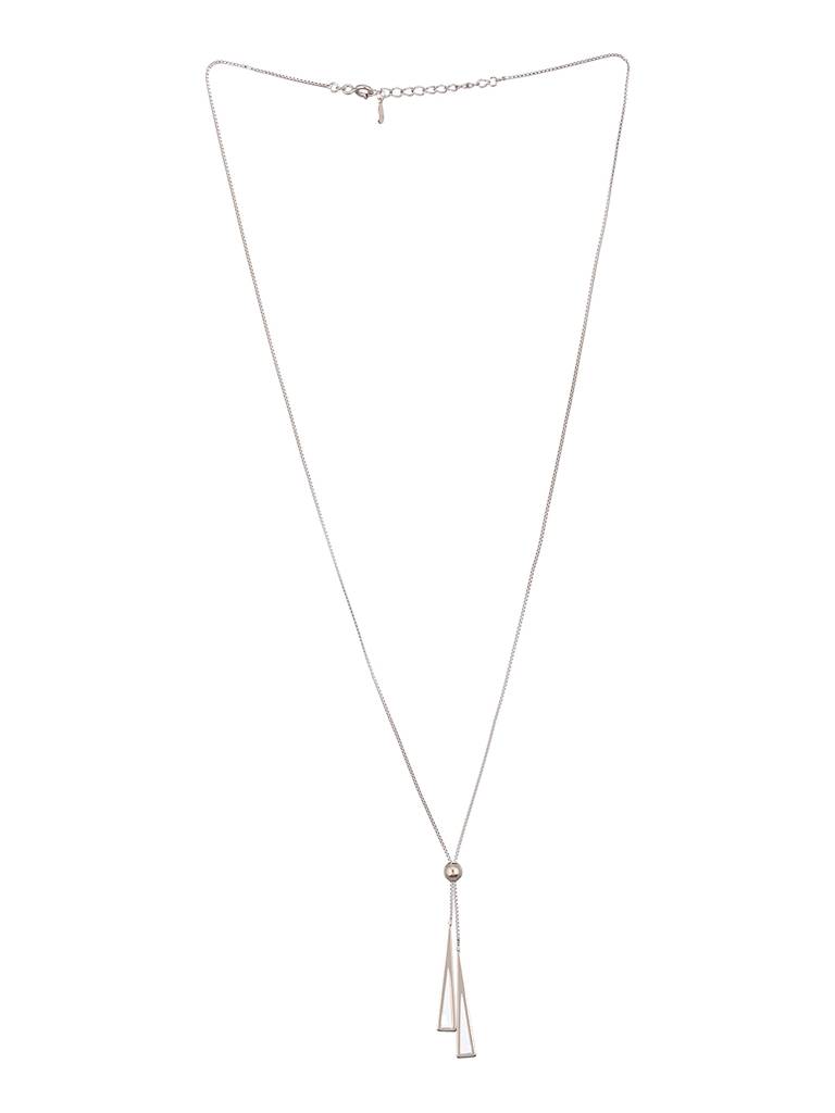 925 Sterling Silver Geometric Long Tassel Minimal Necklace & Chain : AGLK5299