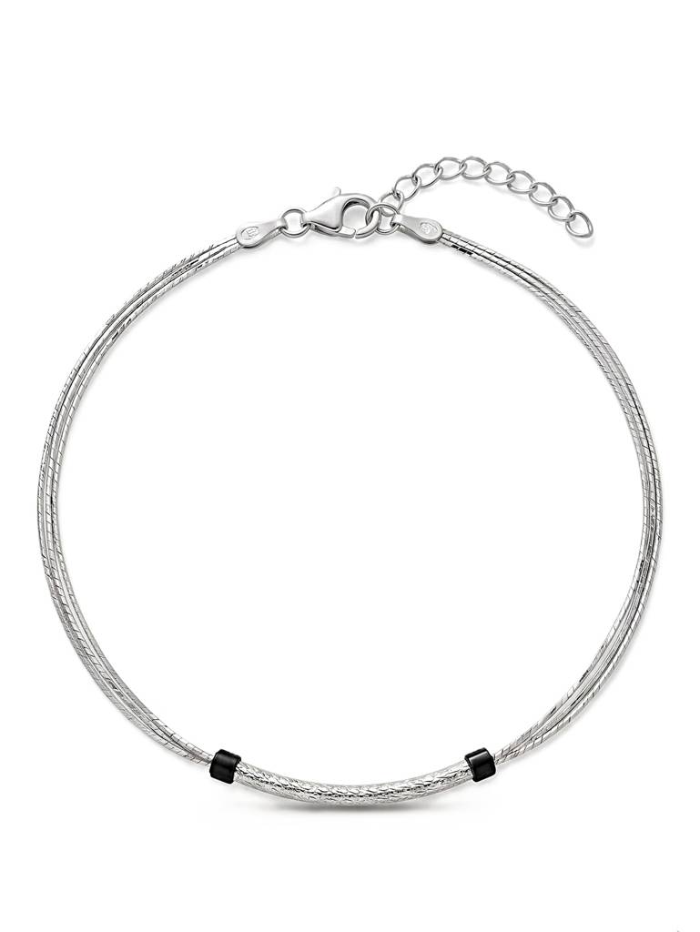 The Woven Horizon Layered Silver Anklet : AK1126