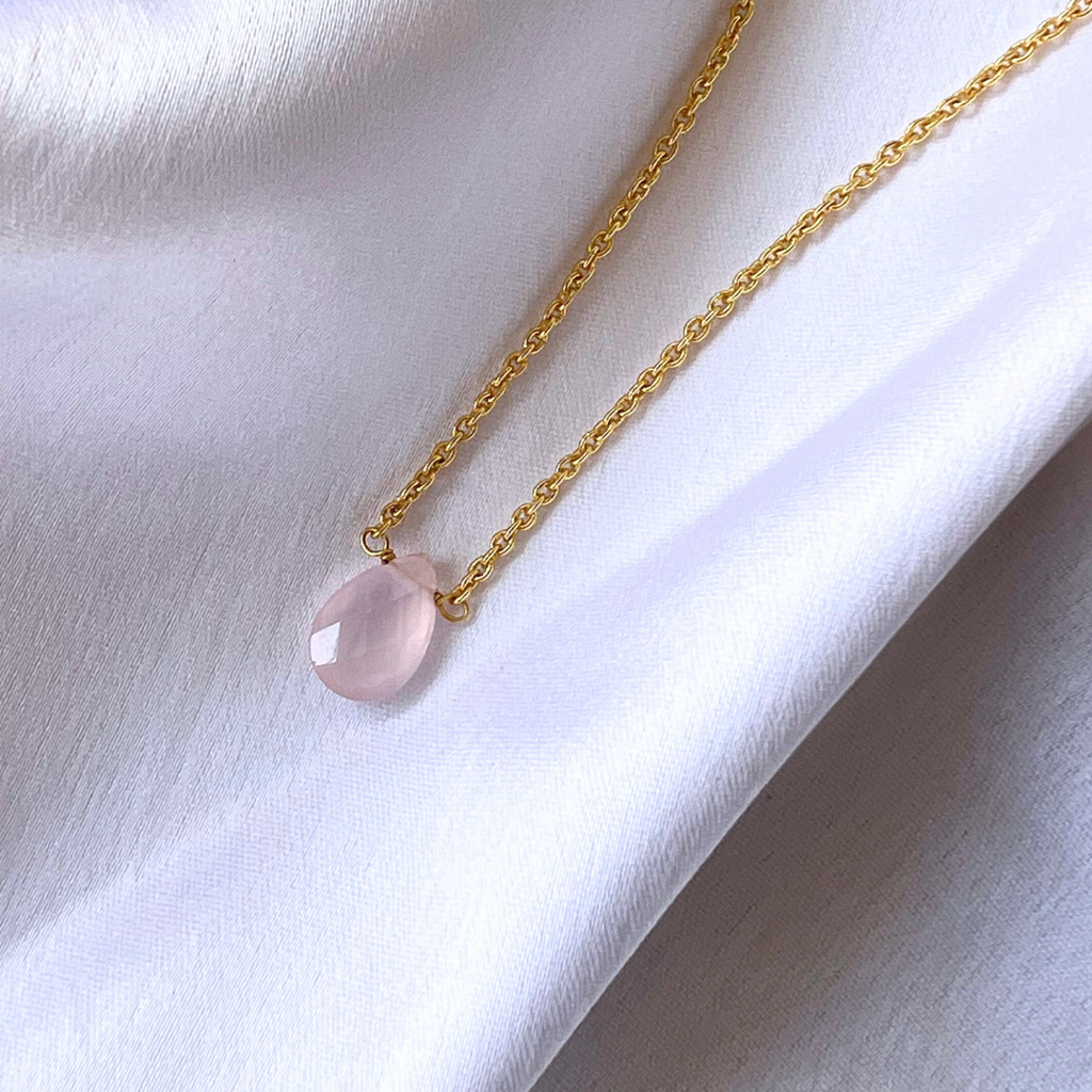 Rose Quartz Drop Necklace : EDN-RQZ