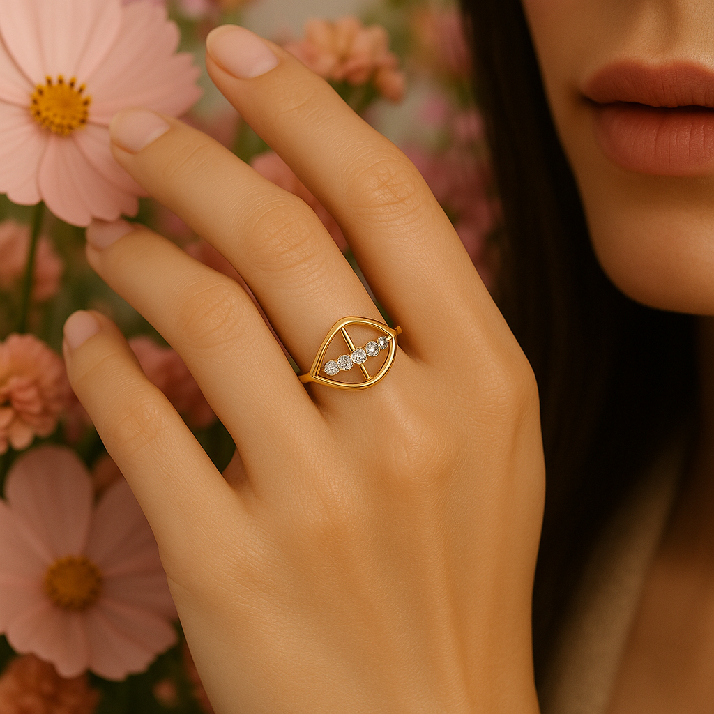 Golden Horizon Diamond Ring In 14K Gold : ALR00698