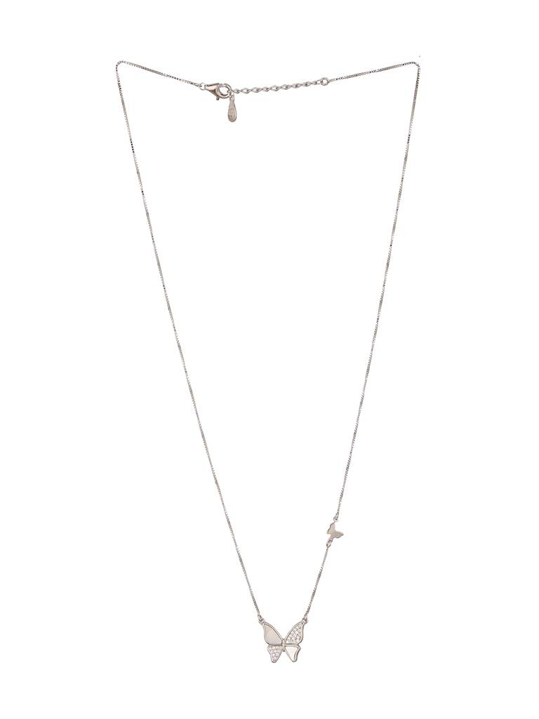 925 Sterling Silver Cz Studded Butterfly Pendant Minimal Necklace & Chain : AGLK5305