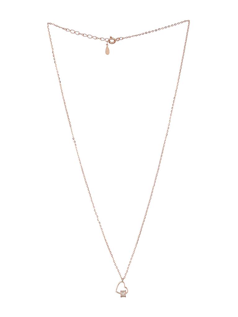 925 Sterling Silver Cz Studded Heart Shaped Minimal Pendant Necklace & Chain : AGLK5312
