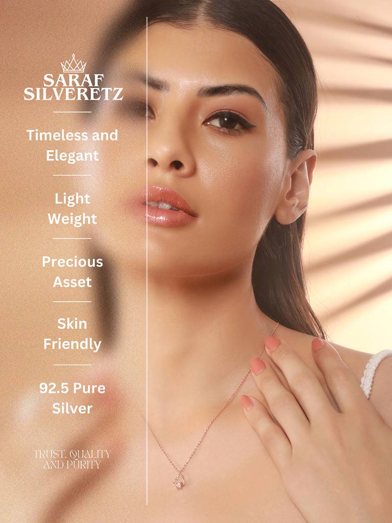 925 Sterling Silver Cz Studded Heart Shaped Minimal Pendant Necklace & Chain : AGLK5312