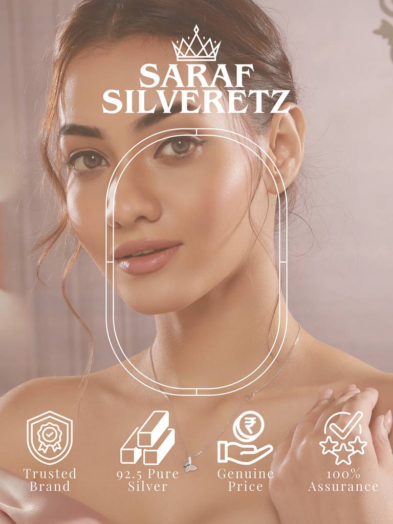 925 Sterling Silver Zircon Studded Butterfly Charm Pendant Necklace & Chain : AGLK5323