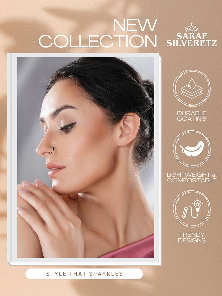 925 Sterling Silver Oxidised Leafy Nose Pin Studs For Women : AGNT5324