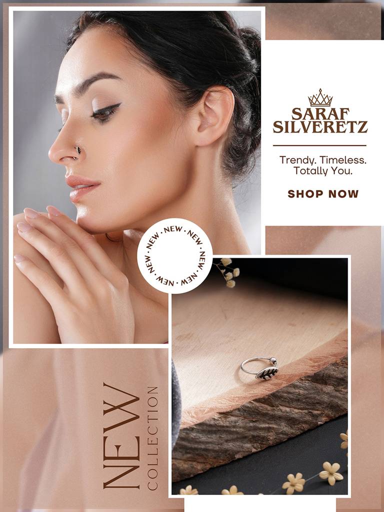 925 Sterling Silver Oxidised Leafy Nose Pin Studs For Women : AGNT5324