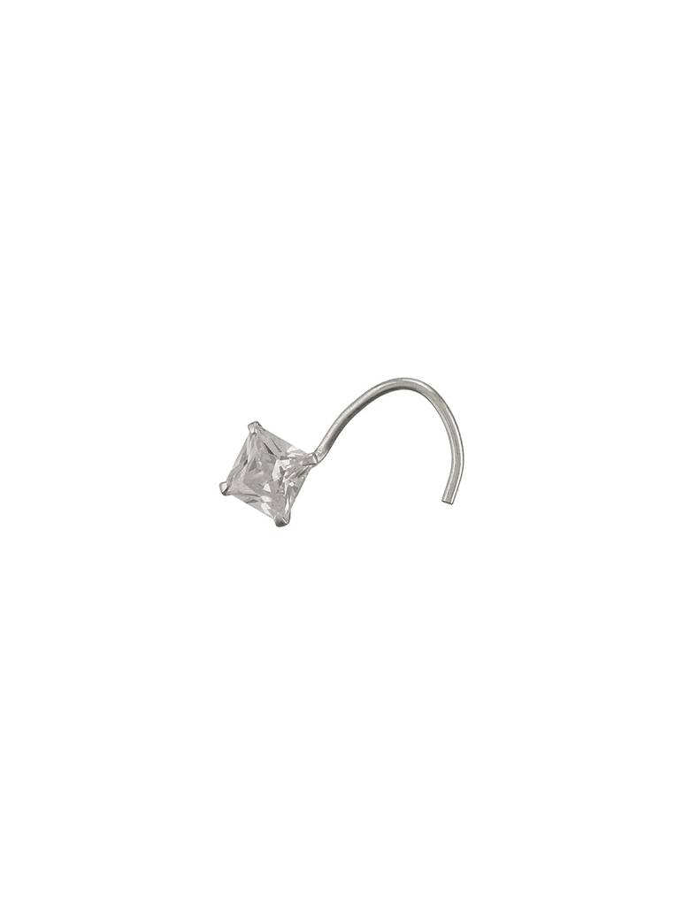 925 Sterling Silver Princess Cut Ad  Square Solitaire Studd Nose Ring : AGNT5327