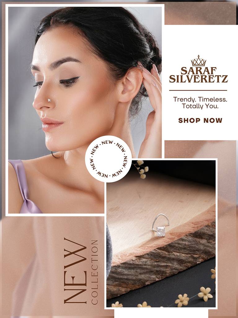 925 Sterling Silver Princess Cut Ad  Square Solitaire Studd Nose Ring : AGNT5327