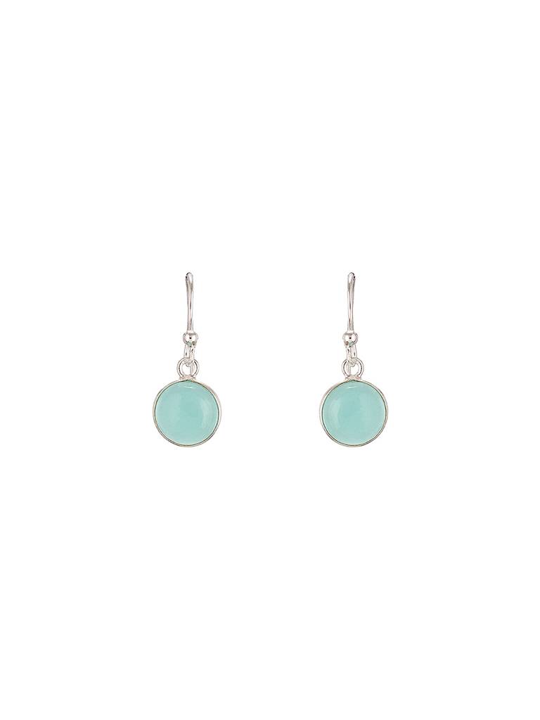 925 Sterling Silver  Mint Green Aqua Stone Studded   Minimal Handcrafted Drop Earrings : AGER5334