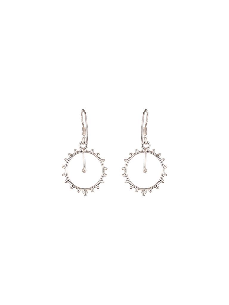 925 Sterling Silver Tribal Round Boho Minimal Drop Earrings : AGER5350