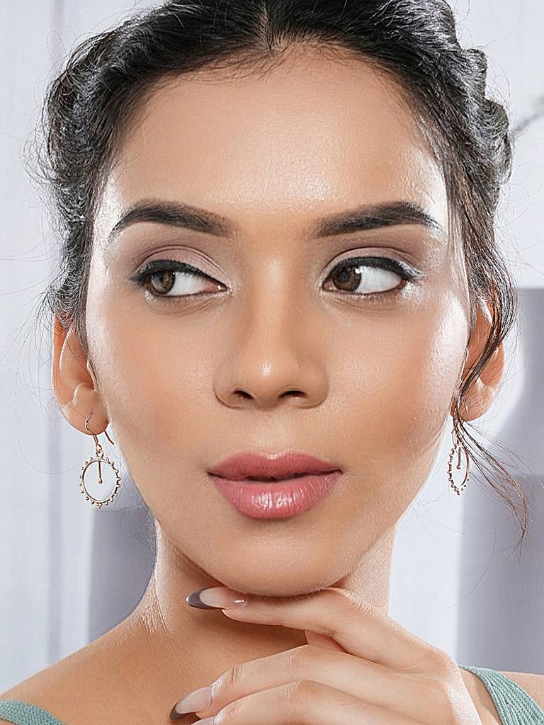 925 Sterling Silver Tribal Round Boho Minimal Drop Earrings : AGER5350